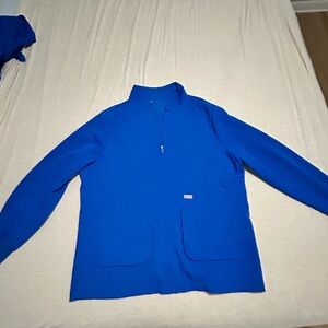 XL Figs Royal Blue Zip-Up Scrubs Jacket